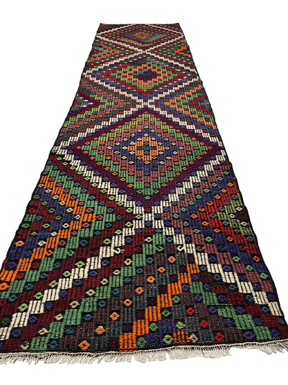 Handwoven Turkish Vintage Runner Kilim (2'8" x 10'2")