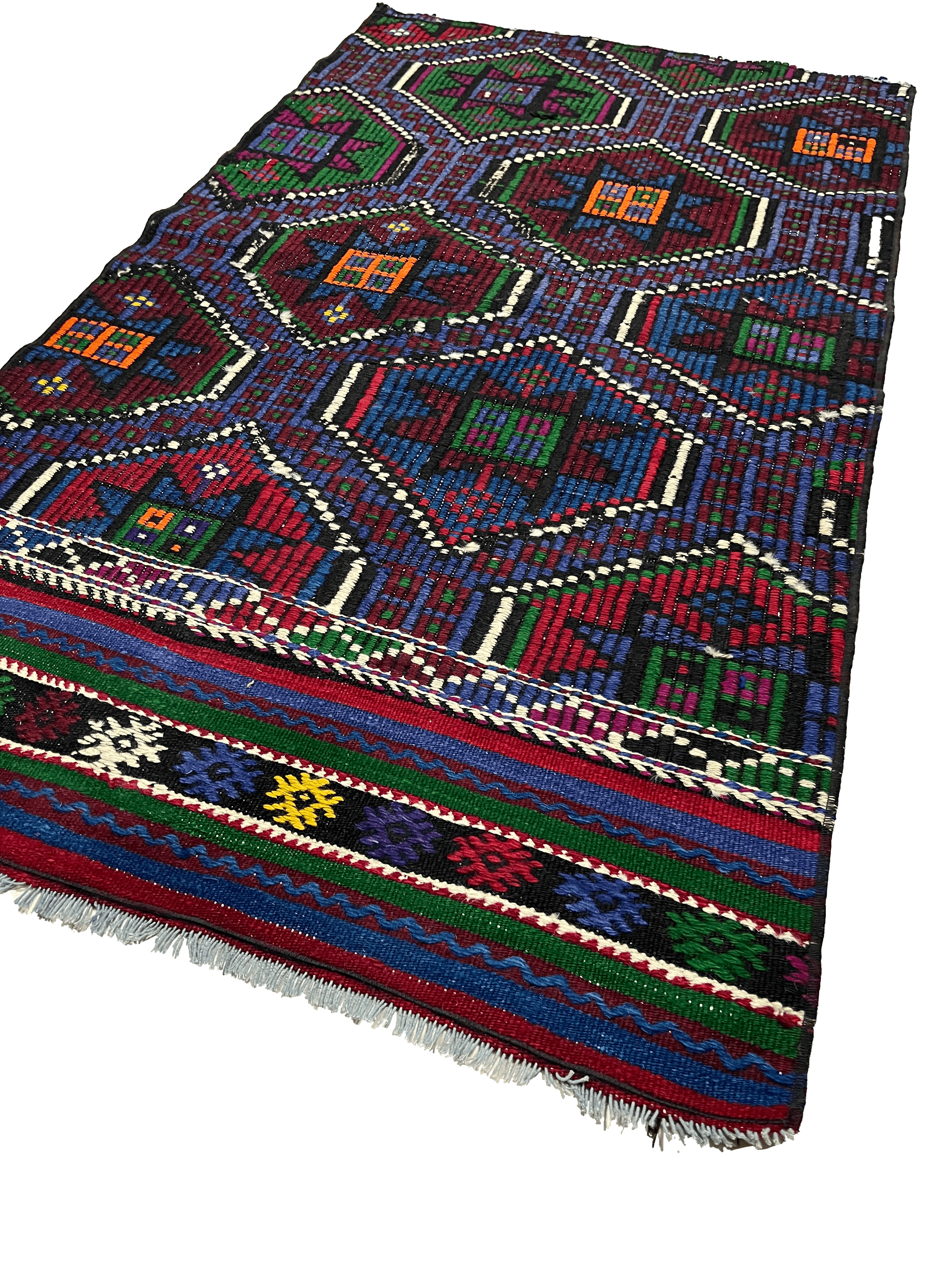 El Dokuma Anadolu Kök Boya Yün Kilim