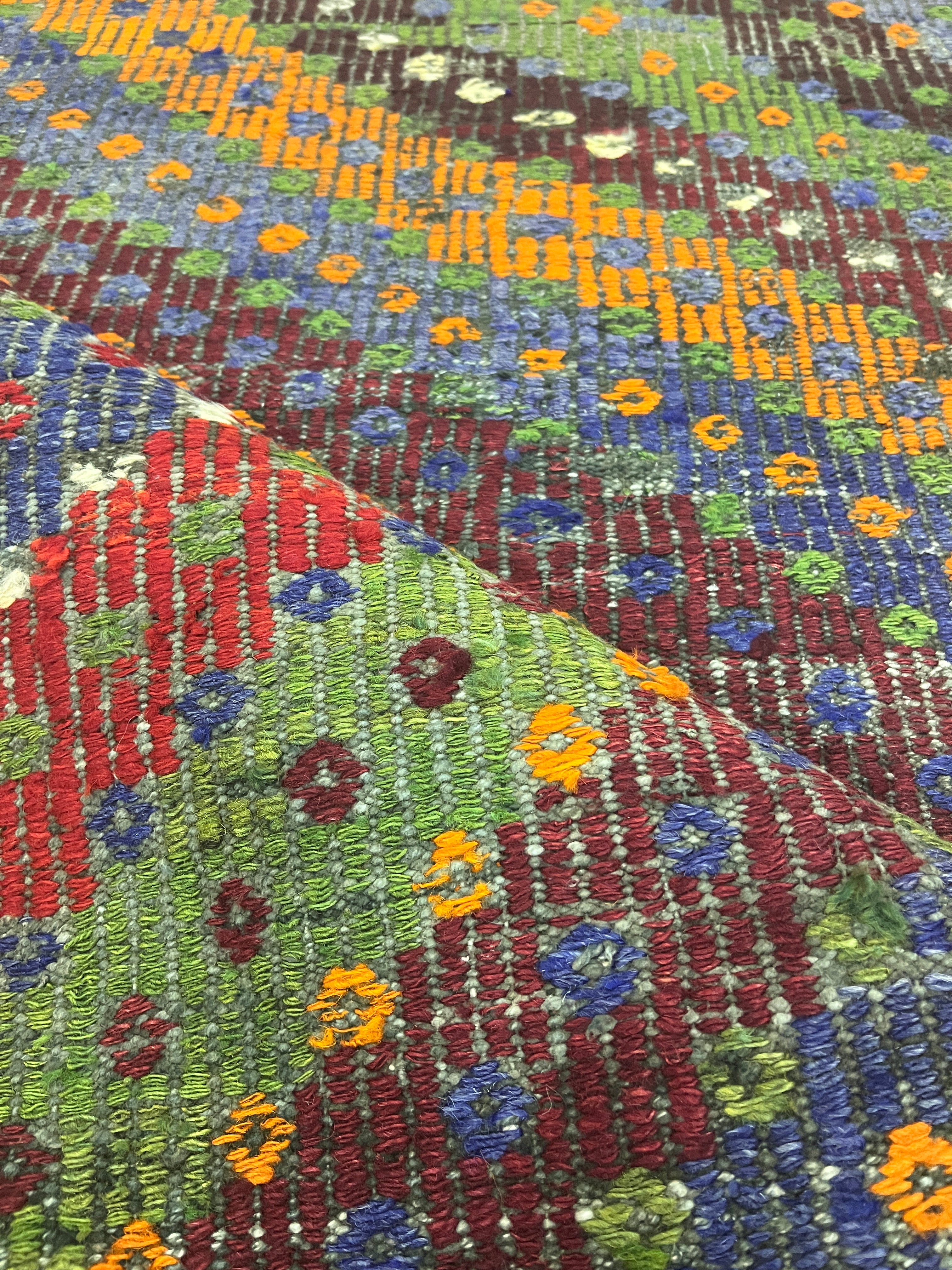 El Dokuma Anadolu Kök Boya Yün Kilim