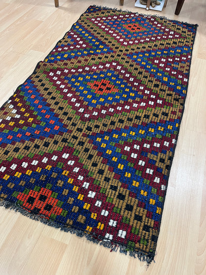 Handwoven Turkish Vintage Kilim (2'8" x 5'1")