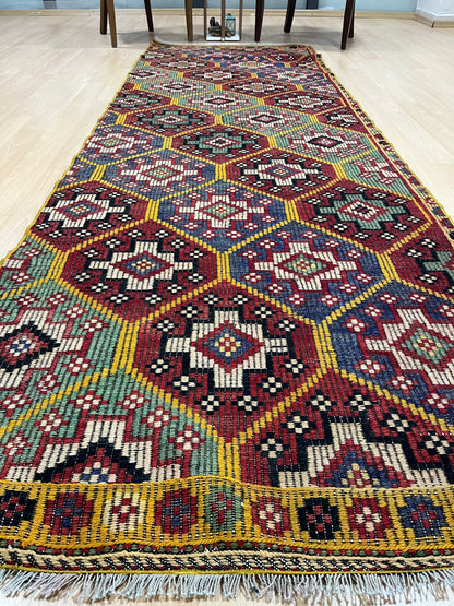 Handwoven Turkish Vintage Runner Kilim (3'3" x 10'0")