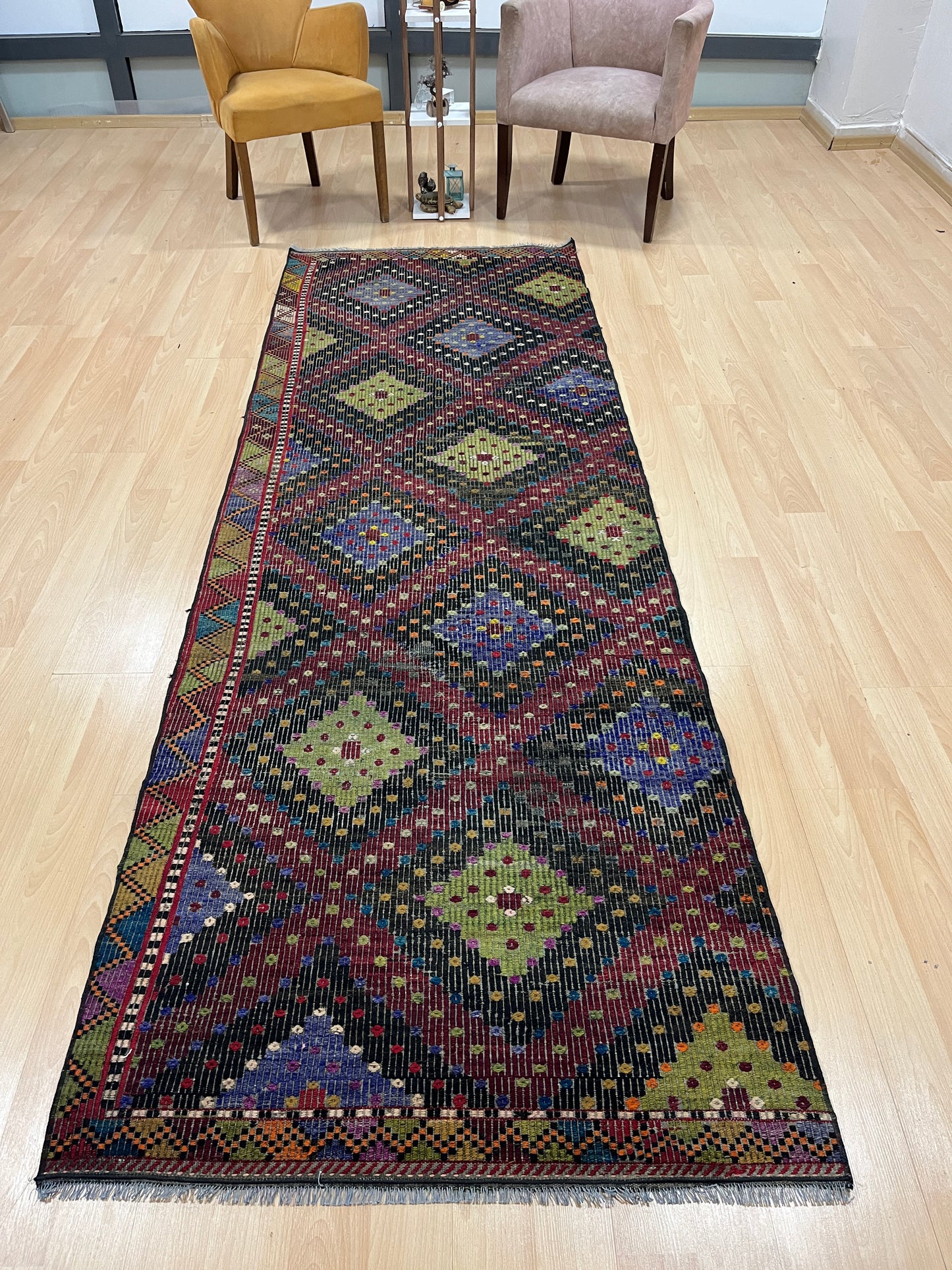 Handwoven Turkish Vintage Runner Kilim (3'3" x 10'0")