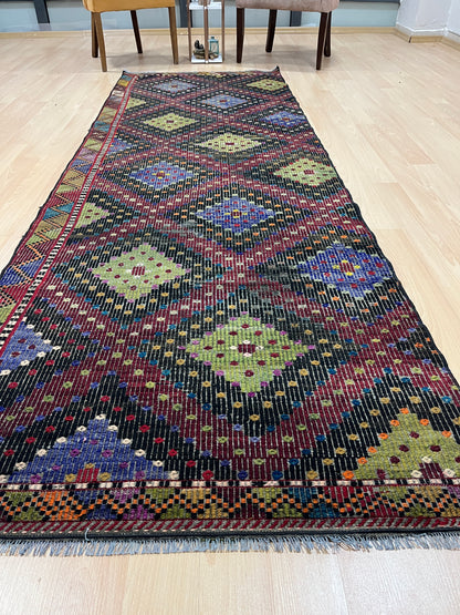 Handwoven Turkish Vintage Runner Kilim (3'3" x 10'0")