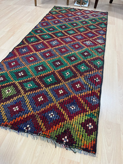 Handwoven Turkish Vintage Runner Kilim (2'8" x 6'3")