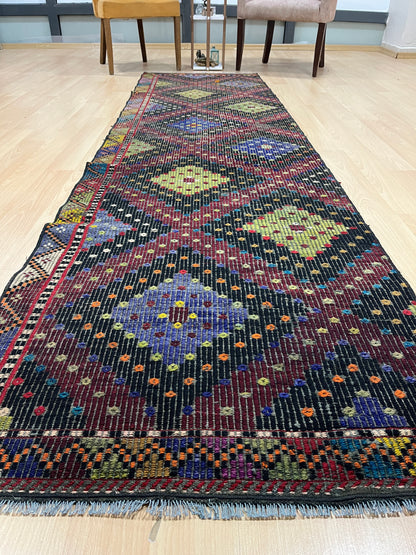 Handwoven Turkish Vintage Runner Kilim (3'3" x 10'0")