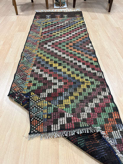 Handwoven Turkish Vintage Runner Kilim (2'4" x 7'3")