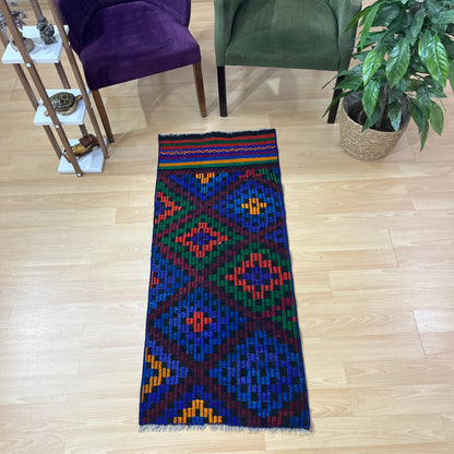 Handwoven Turkish Vintage Runner Kilim (1'12" x 4'9")