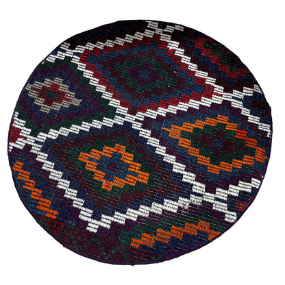 Handwoven Turkish Round Kilim (3'3" Diameter)