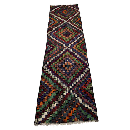 Handwoven Turkish Vintage Runner Kilim (2'8" x 10'2")