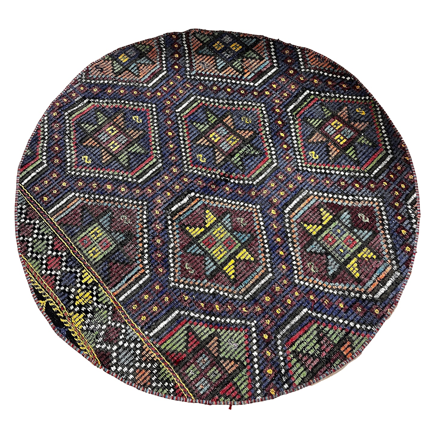 Handwoven Turkish Round Kilim (3'11" Diameter)