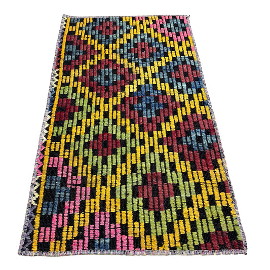 Handwoven Turkish Vintage Kilim (1'4" x 2'4")