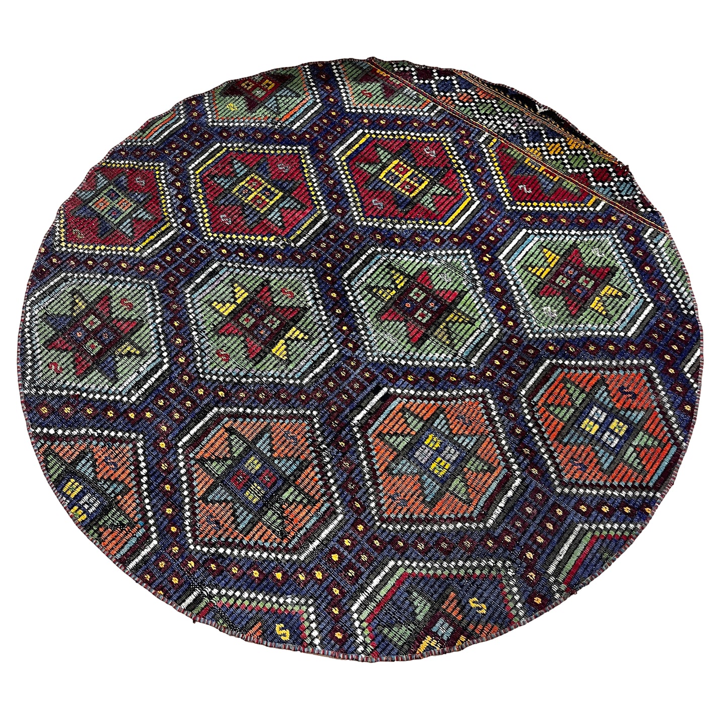 Handwoven Turkish Round Kilim (5'1" Diameter)