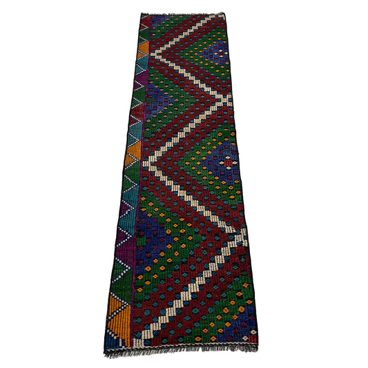 Handwoven Turkish Vintage Runner Kilim (1'12" x 7'3")